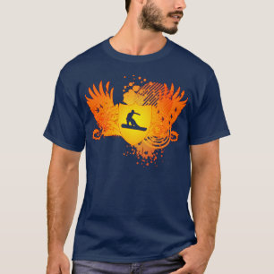 Camiseta snowboard de alta fidelidad. la puesta del sol se