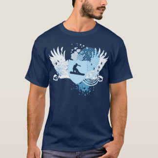 Camiseta snowboard de alta fidelidad. remontado en azul