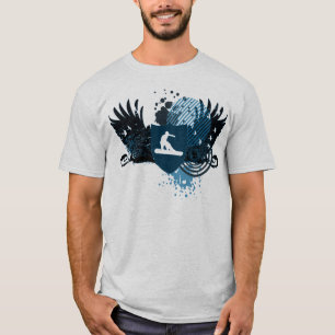 Camiseta snowboard de alta fidelidad. remontado en azul