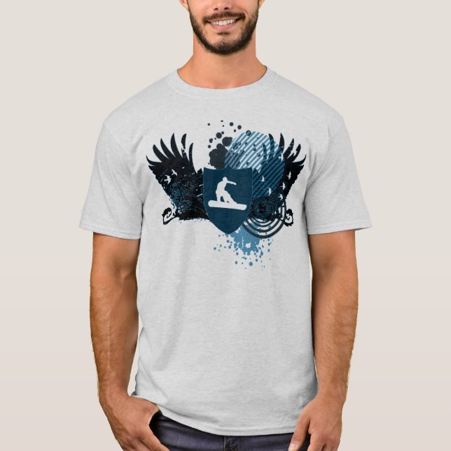 Camiseta snowboard de alta fidelidad. remontado en azul (Anverso)