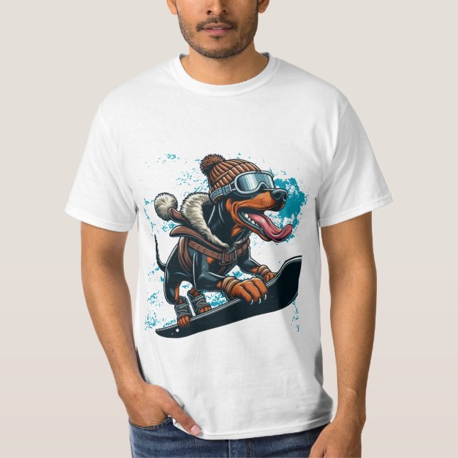 Camiseta snowboard doberman (Anverso)