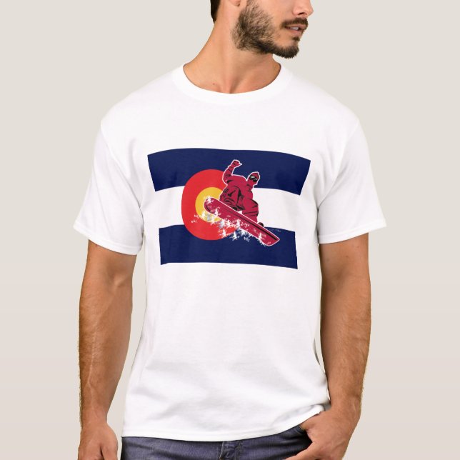Camiseta Snowboard en la bandera de Colorado (Anverso)