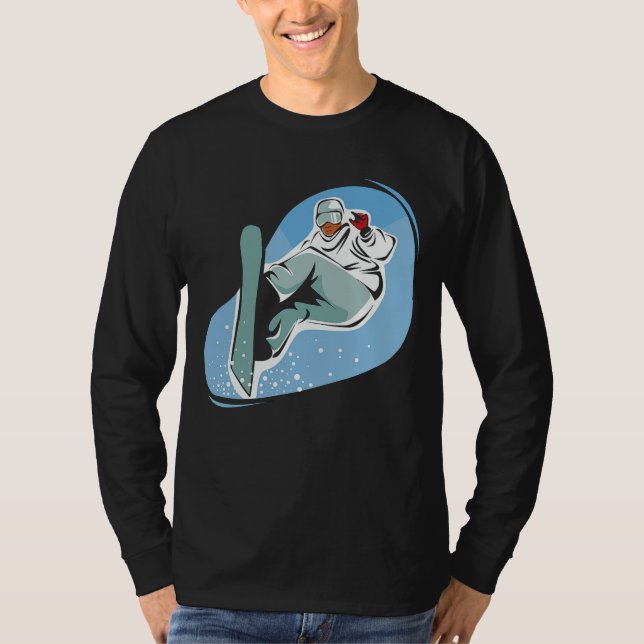Camiseta Snowboard en la manga larga básica de los hombres (Anverso)