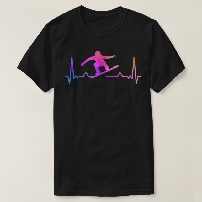 Camiseta Snowboard Heartbeat 80's 90s Retro Winter Snowboar (Diseño del anverso)