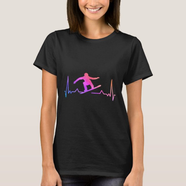 Camiseta Snowboard Heartbeat 80's 90s Retro Winter Snowboar (Anverso)