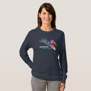 Camiseta Snowboard   Larga manga de las mujeres