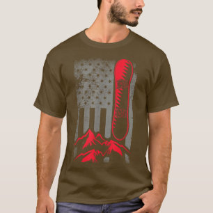 Camiseta Snowboard Mountain Sport Ventilador de la bandera 