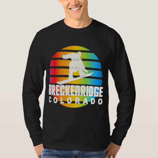 Camiseta Snowboard Retro Sol Snowboarder Color del rompecab (Anverso)