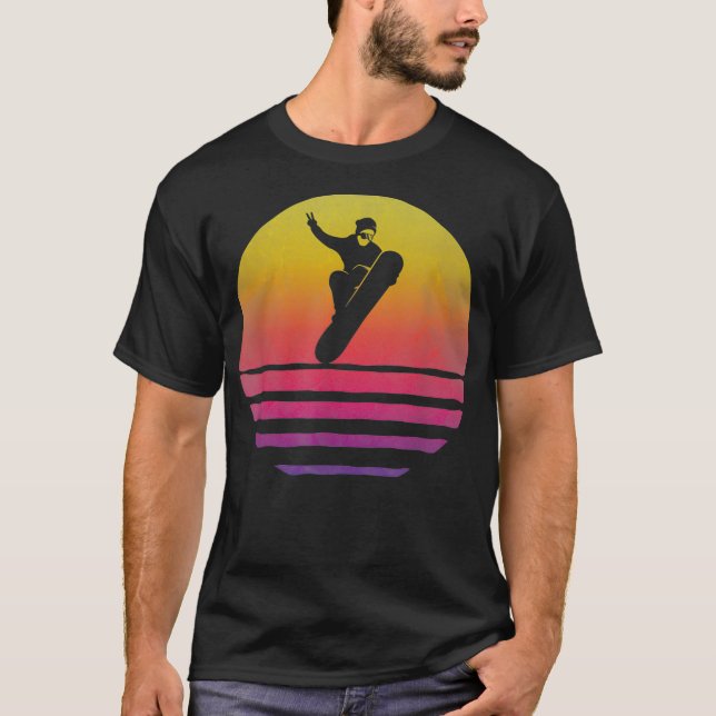 Camiseta Snowboard Retro Vintage Sunset Old School Funny (Anverso)