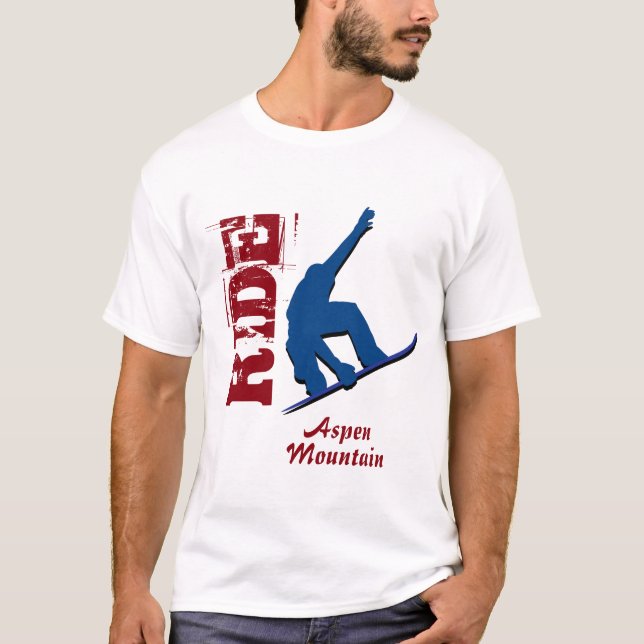 Camiseta Snowboard roja de la montaña de Aspen del paseo (Anverso)