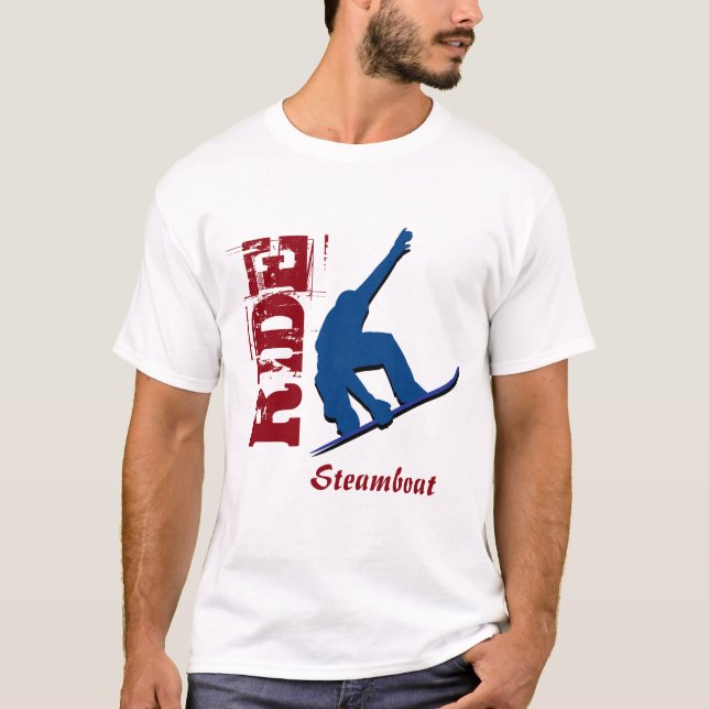 Camiseta Snowboard roja del barco de vapor del paseo (Anverso)