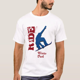 Camiseta Snowboard roja del parque del invierno del paseo