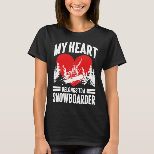 Camiseta Snowboard Snowboard Novia Novia Esposa Mi Corazón  (Anverso)