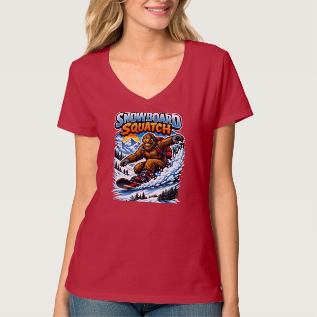 Camiseta Snowboard Squatch – Funny Bigfoot Snowboarding  (Anverso)