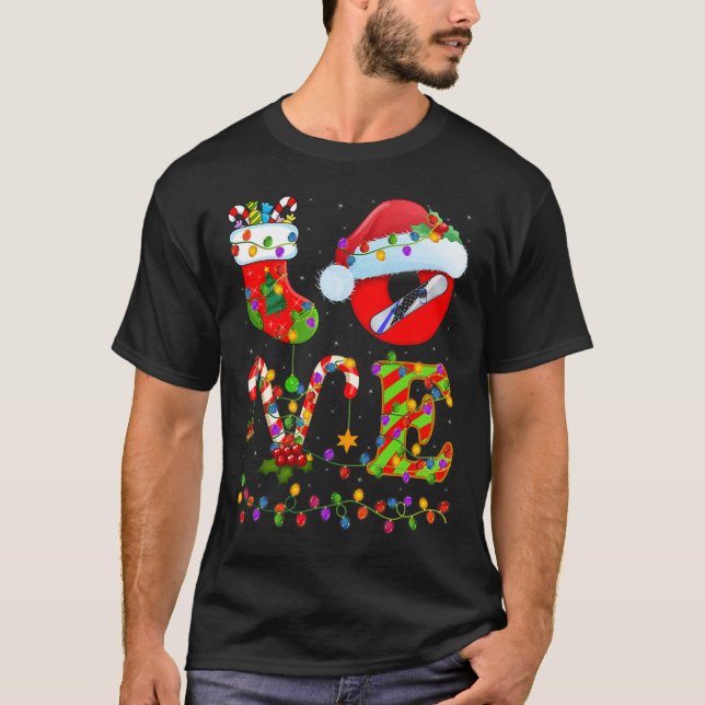 Camiseta Snowboard Xmas Encendiendo Santa Amor Snowboard (Anverso)