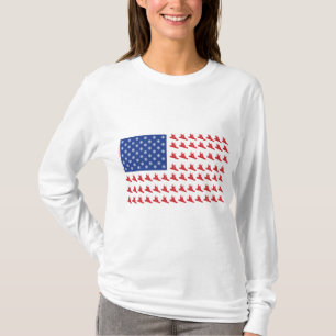 Camiseta Snowboarder con bandera estadounidense