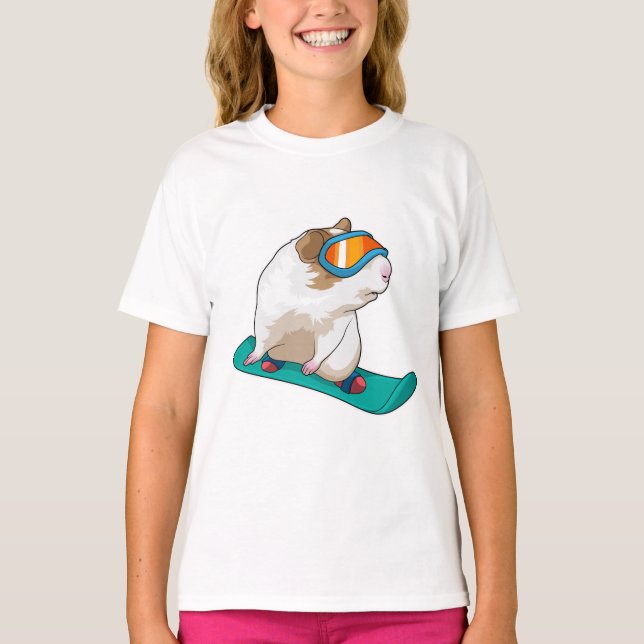 Camiseta Snowboarder de cerdo guineano (Anverso)