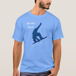 Camiseta Snowboarder del azul del parque del invierno