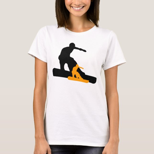 Camiseta snowboarder naranja (Anverso)