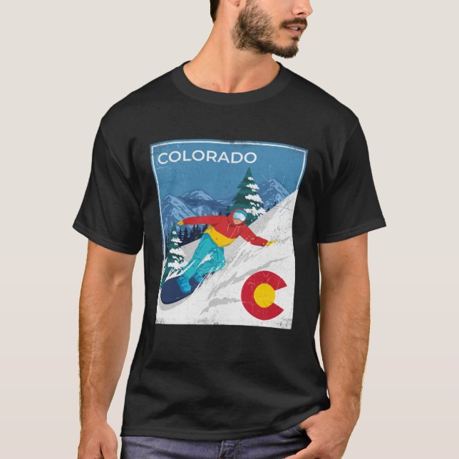 Camiseta Snowboarder Snowboarder en invierno de Colorado (Anverso)