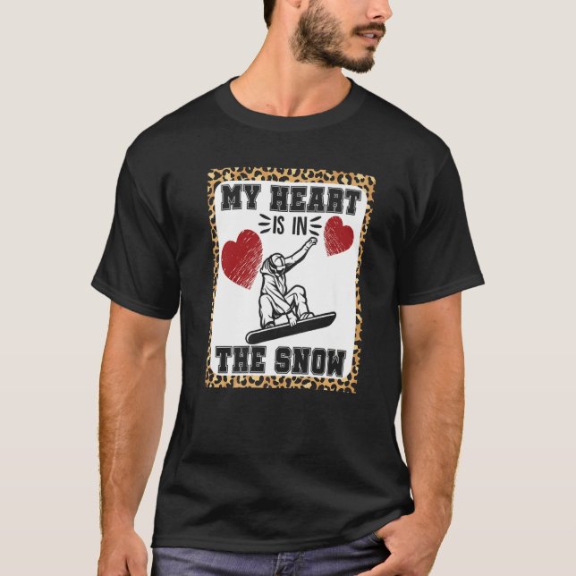 Camiseta Snowboarding Leopard Cheetah My Heart Is In The Sn (Anverso)