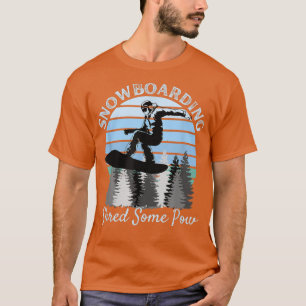 Camiseta Snowboarding Shred Some Pow Cool Vintage Blue Suns