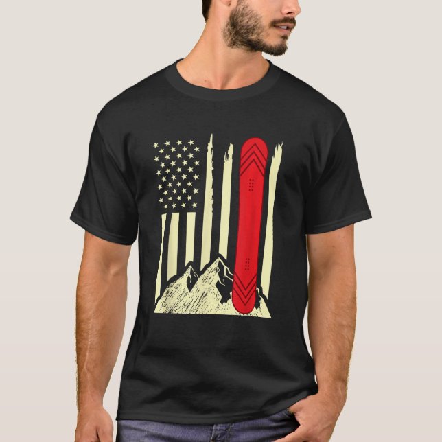 Camiseta Snowboarding Skiing Snowboard American Flag Snowbo (Anverso)