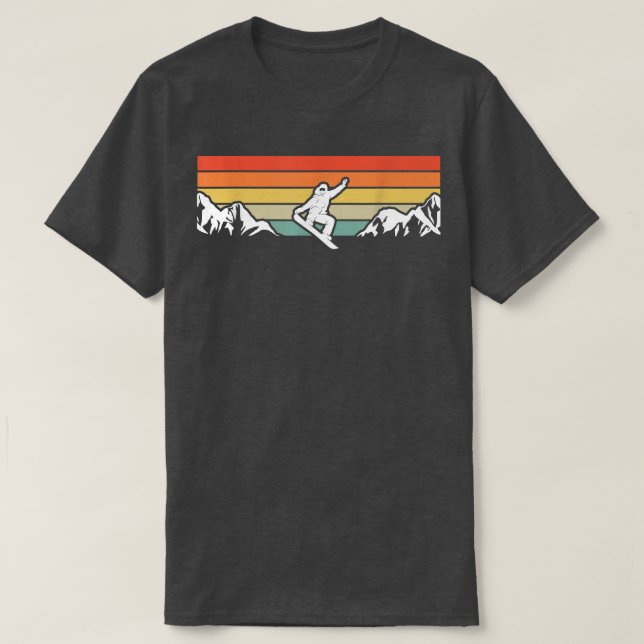 Camiseta Snowboarding Snowboard Y Montañas (Diseño del anverso)