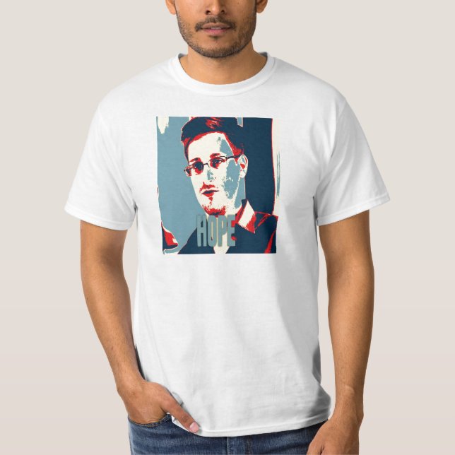Camiseta ¡Snowden nos da ESPERANZA!!! (Anverso)
