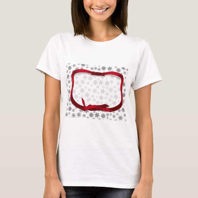 Camiseta Snowflakes con etiqueta de cinta roja (Anverso)