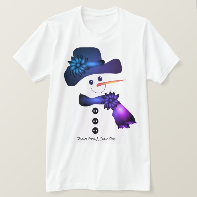 Camiseta Snowman azul y púrpura (Anverso del diseño)