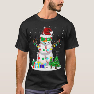 Camiseta Snowman Baseball Santa Hat Funny Christmas Tree Sn