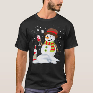 Camiseta Snowman bebiendo vino rojo Funny Pareja C