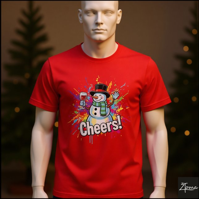 Camiseta Snowman Cheers Wine Paint Splatter Art (Subido por el creador)