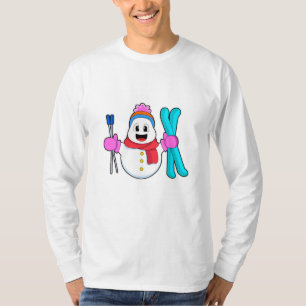 Camiseta Snowman como esquiador con esquí