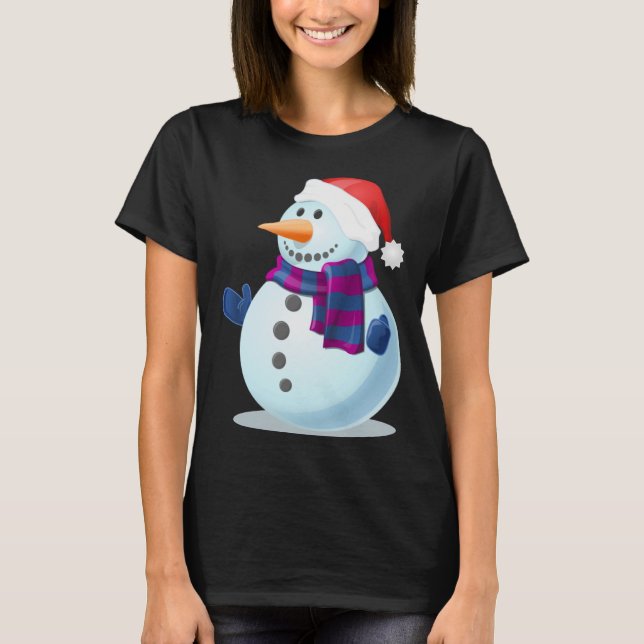 Camiseta Snowman con Santa Hat (Anverso)