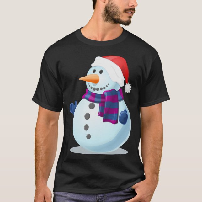 Camiseta Snowman con Santa Hat (Anverso)