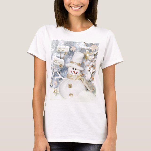 Camiseta Snowman de invierno frío (Anverso)
