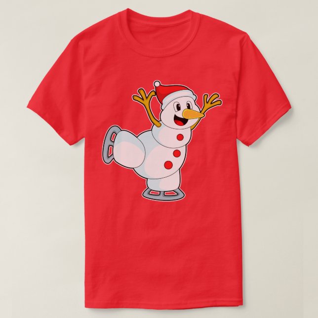 Camiseta Snowman en patinaje sobre hielo con patines de hie (Diseño del anverso)