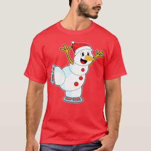 Camiseta Snowman en patinaje sobre hielo con patines de hie