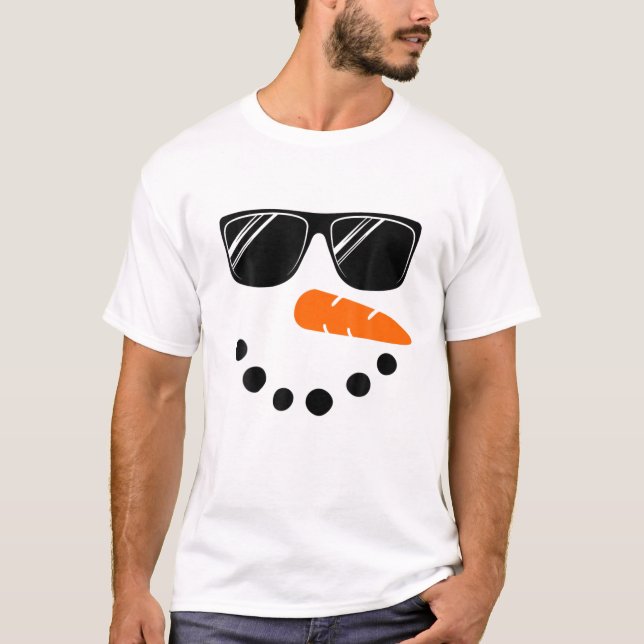 Camiseta Snowman Face Boys Niños Niños Pequeños Glasse Navi (Anverso)