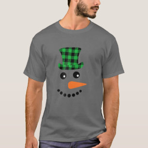 Camiseta Snowman Face Carrot Nose Christmas Winter Plaid Sa