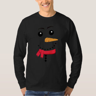 Camiseta Snowman Face Carrot Nose Eyebrows Scarf Funny Chri