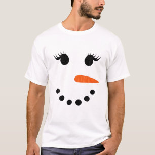 Camiseta Snowman Face For Women Eyelash Glasses Navidades