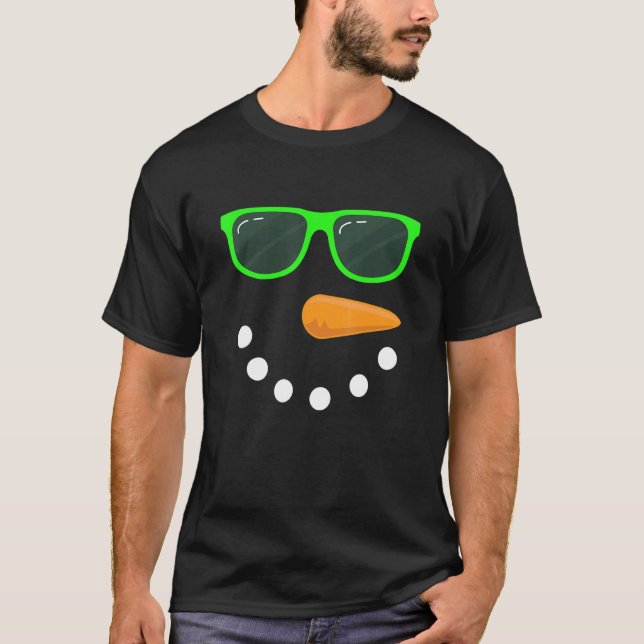 Camiseta Snowman Face Gafas de sol Ropa de nieve 1 (Anverso)