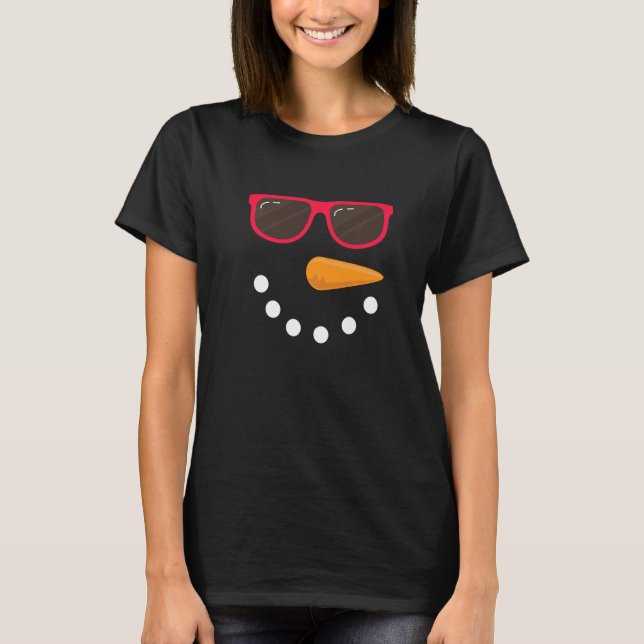 Camiseta Snowman Face Gafas de sol Ropa de nieve Premium_2 (Anverso)