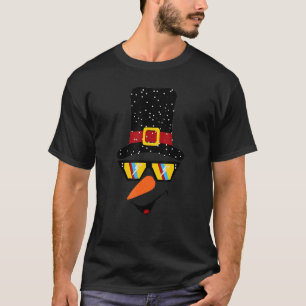 Camiseta Snowman Face Snowflakes Retro Gafas De Sol Gracios