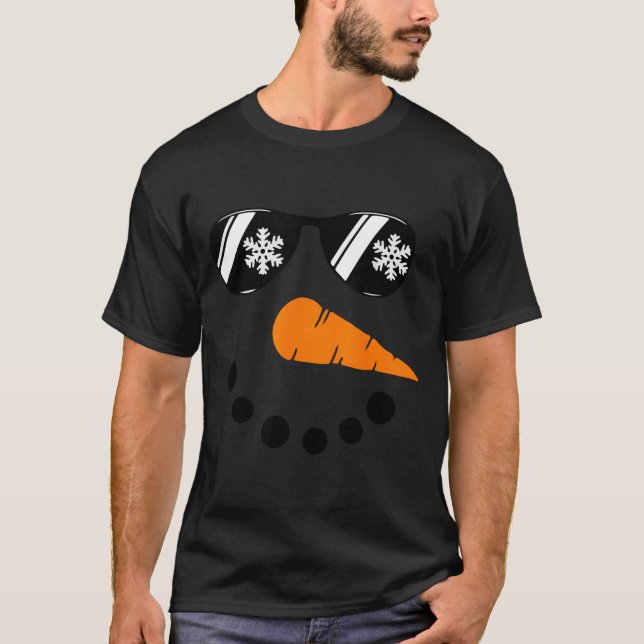 Camiseta Snowman Face Sungles Christmas For Men Boys And Ki (Anverso)