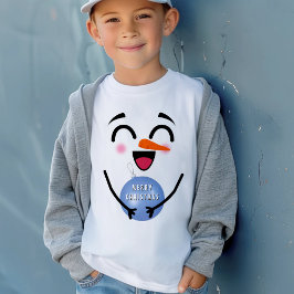 Camiseta Snowman Feliz Navidad Cute Sonriente Cara Invierno