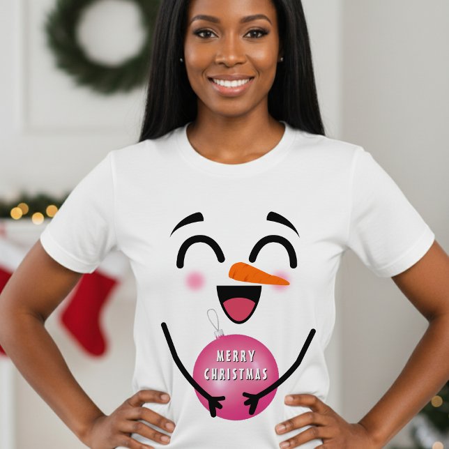 Camiseta Snowman Feliz Navidad Cute Sonriente Cara Invierno (Snowman Merry Christmas Cute Smiling Face Winter T-Shirt
)
